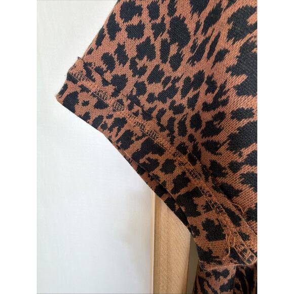 NWT New In Brown Black Cheetah Print Short Sleeve Knee Length Dress #1419 Size S - Picture 5 of 9